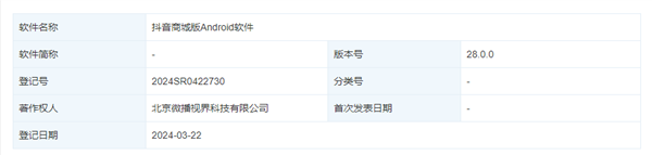短短几天下载量已超4亿！抖音商城版安卓软件著作权获批登记 第1张