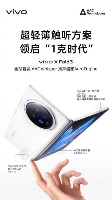 vivo X Fold3全球首发瑞声科技Whisper扬声器和AeroEngine 第1张