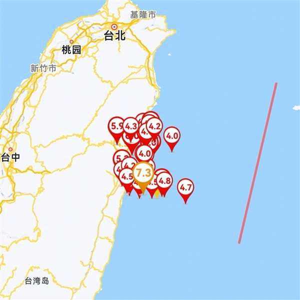 台湾花莲7.3级大地震将地面抬升45厘米！余震超800次 第1张