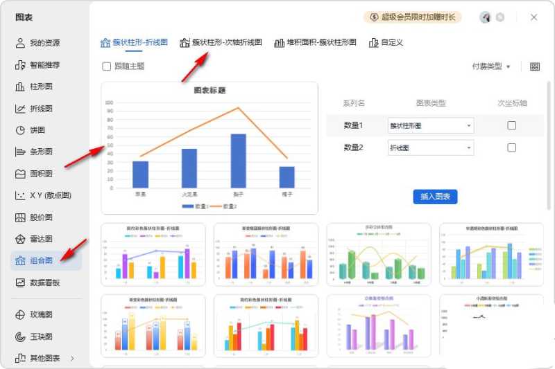 excel如何设置双纵轴? WPS Excel组合图添加双纵坐标轴的方法 第5张