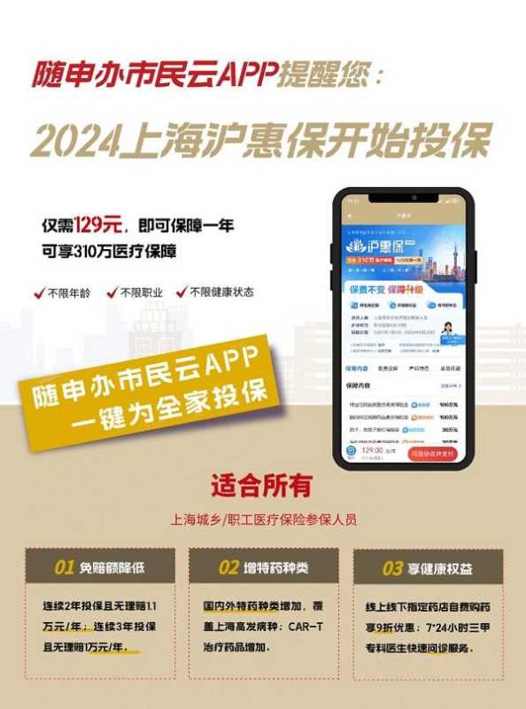 “沪惠保”升级归来！“随申办市民云”APP现已开放投保通道 129元享全面保障 第2张