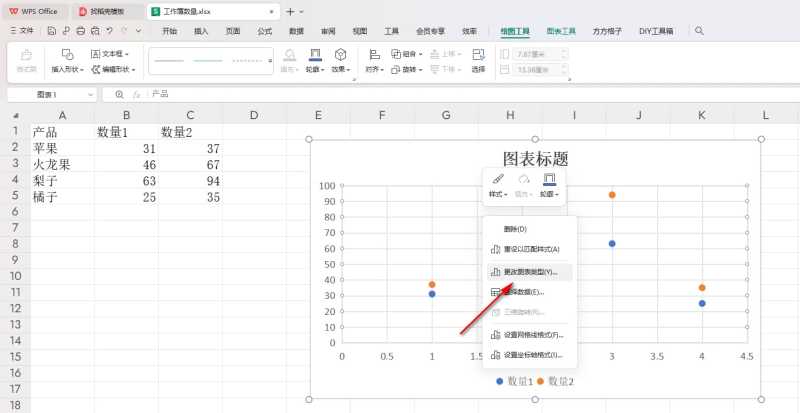 WPS散点图如何转变成折线图 WPS散点图转变成折线图的方法 第4张