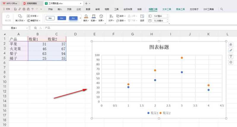 WPS散点图如何转变成折线图 WPS散点图转变成折线图的方法 第3张