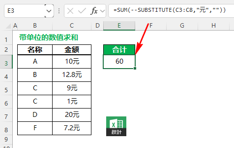 如何计算Excel中带有单位的数据? Excel带单位的数字计算方法 第2张