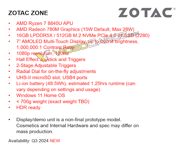 索泰首款掌机ZONE曝光：全球首发120Hz AMOLED！配锐龙7 8840U 第2张