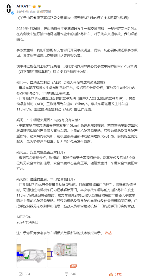 博主造谣问界M7山西运城事故三人被烧死：吉利高管点赞转发 第3张