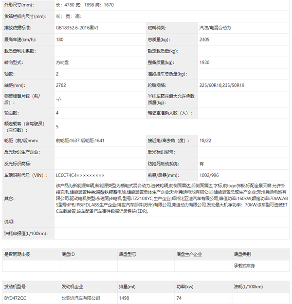 比亚迪再扔重磅炸弹 全新宋L DM-i申报：第五代DM混动加持 第4张