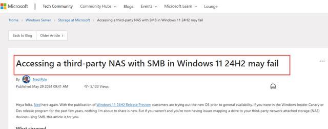 Win11 24H2将调整安全规则 NAS用户访问可能失败 第2张