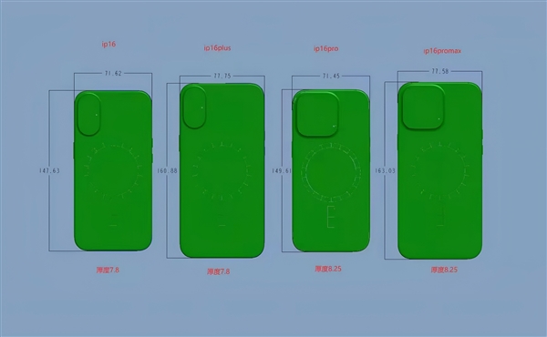 iPhone 16全系尺寸图出炉：Pro版明显增大 屏幕黑边历史最窄 第2张