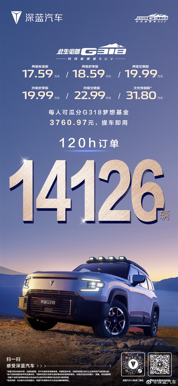 一车能让全家五人户外露营！深蓝G318上市5天订单破1.4万台 第1张