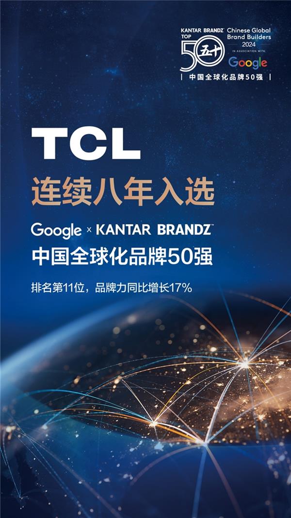 TCL连续八年上榜谷歌x凯度BrandZ中国全球化品牌50强 第1张