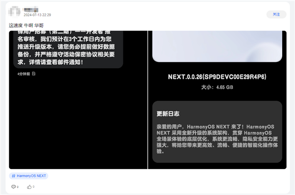 华为审核加速！鸿蒙OS NEXT第二批Beta测试推送：快看你收到没 第4张