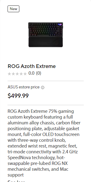 顶级键盘！华硕ROG Azoth Extreme发布：售价相当于RTX 4070 第1张