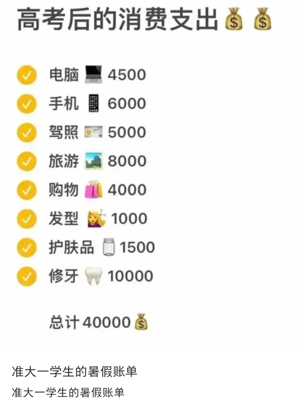 准大一学生的暑假账单难倒家长：电脑要4500 手机要6000 第2张