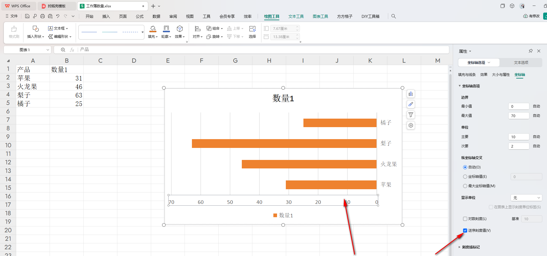 WPS条形图如何进行左右翻转 WPS条形图进行左右翻转的方法 第5张