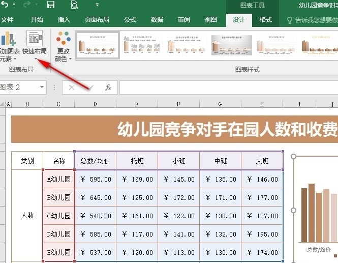 Excel如何快速更改图表布局 Excel表格文档快速更改图表布局的方法 第4张