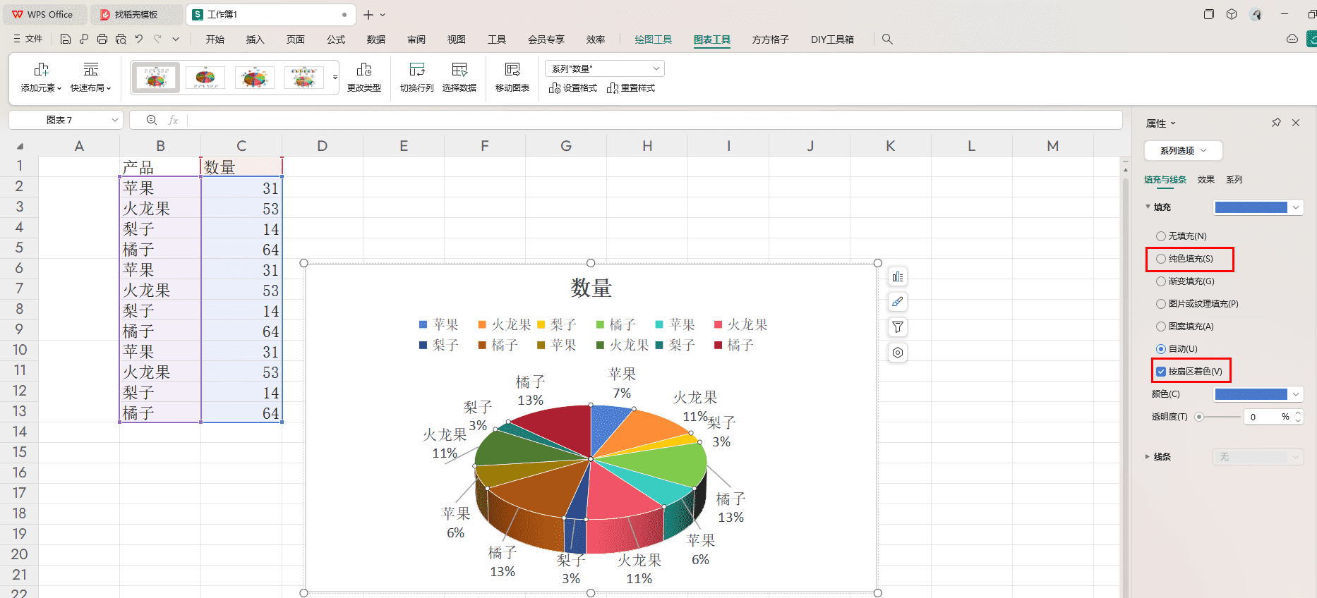 WPS如何设置饼图背景 WPS设置饼图背景的方法 第4张