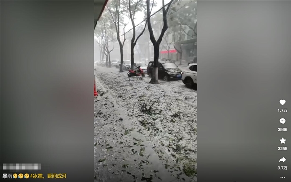 陕西多地遇极端天气：冰雹像积雪 第2张