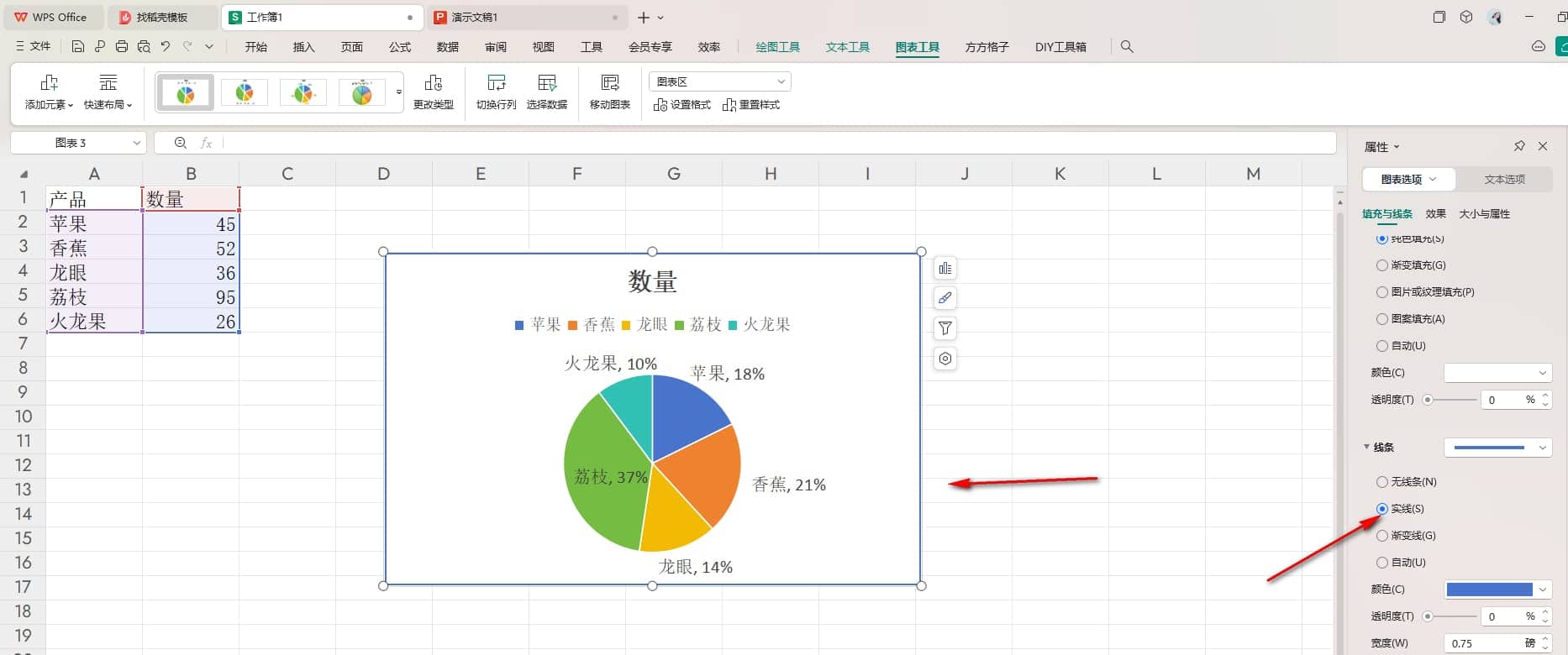 WPS饼图如何设置外框线颜色 WPS饼图设置外框线颜色的方法 第5张