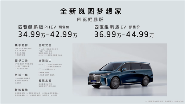 首款华为乾崑智驾MPV 全新岚图梦想家开售：34.99万起 第2张