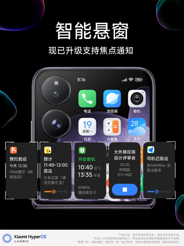 小米MIX Flip外屏智能悬窗升级了：外卖、高铁信息可实时显示！ 第2张
