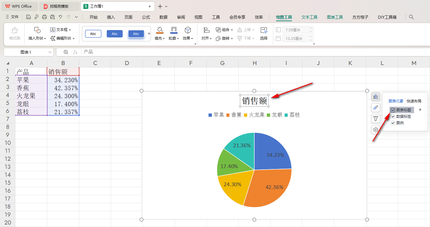 WPS饼图如何添加图表标题 WPS饼图添加图表标题方法 第6张