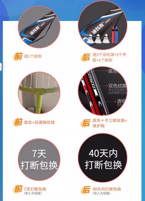 1年内打断包赔：羽毛球拍2支+3球+拍包套装到手14.9元 第3张