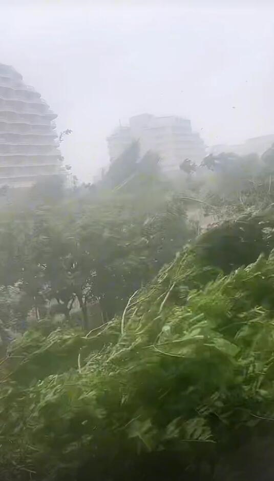 文昌暴雨下到天地间白茫茫一片：超强台风摩羯登陆 第2张