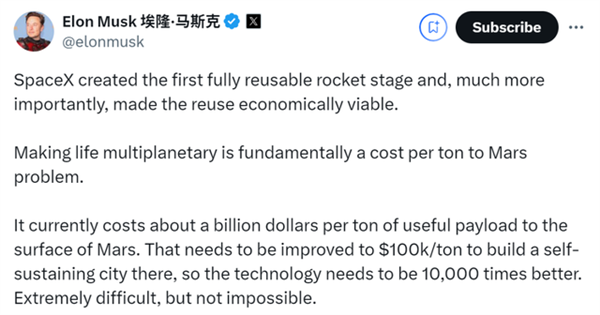 马斯克明确火星时间表：2年星舰起飞 4年载人飞行 20年殖民地 第7张