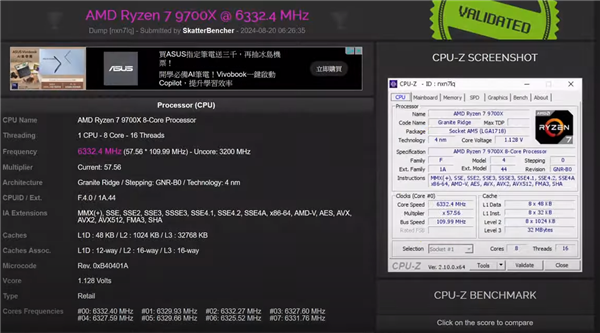 6.3GHz锐龙7 9700X登顶大胜7.1GHz i9-14900KF！感谢AVX-512 第2张