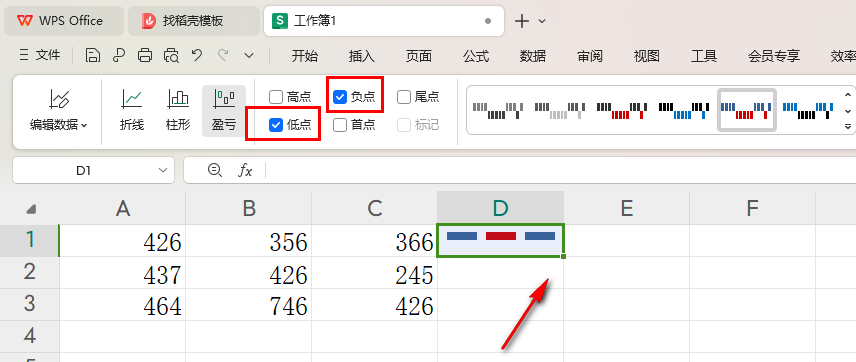 WPS如何创建迷你盈亏图 WPS创建迷你盈亏图的方法 第6张