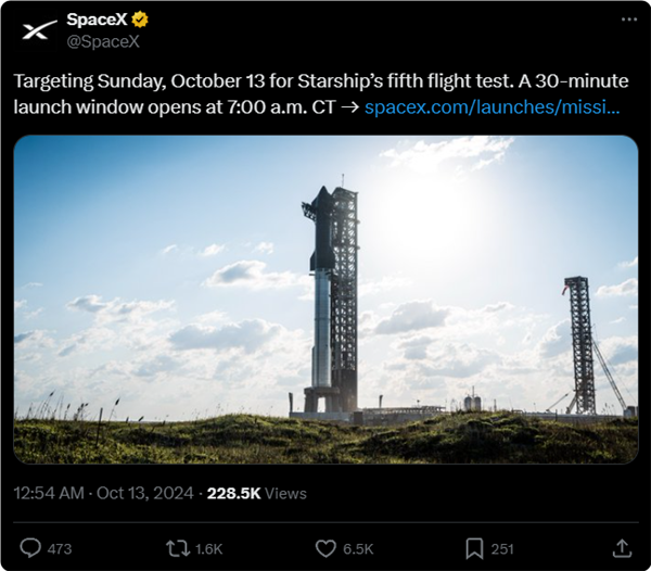 SpaceX星舰最快今晚第5次试飞！马斯克超大胆 首次用“筷子”夹火箭 第1张