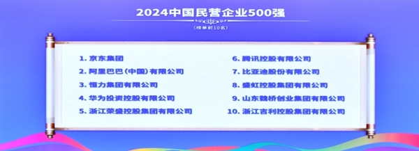 2024中国民营企业500强榜单发布：京东、阿里前二 华为第四 第2张