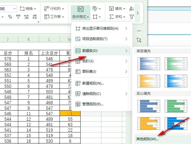 WPS表格如何设置只显示数据条 WPS表格文档设置只显示数据条的方法 第4张