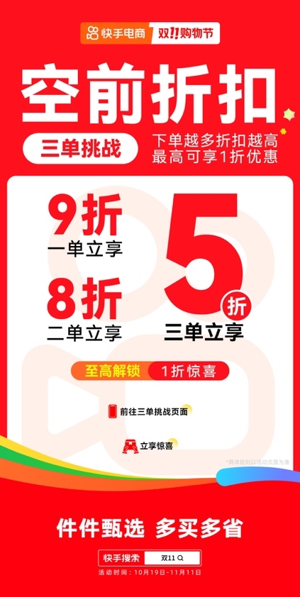 10月19日快手双11购物节正式开启，大牌大补、抽免单等多重玩法让用户多买多省 第5张