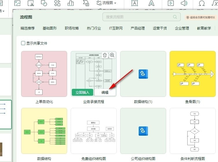 WPS幻灯片如何插入流程图模板 WPS幻灯片中插入流程图模板的方法 第5张