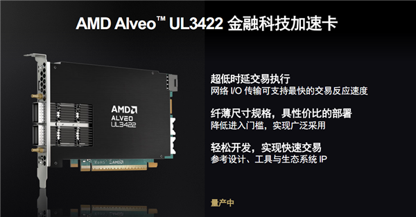 AMD发布Alveo UL3422金融专用加速卡：2.34纳秒世界最低时延 第11张