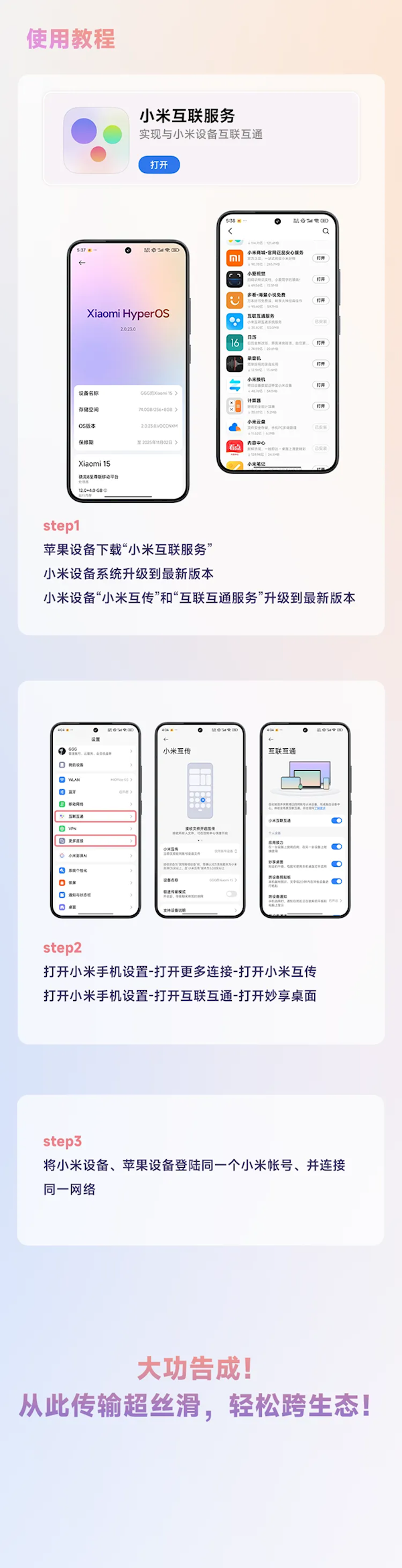 小米和苹果 通了！Xiaomi HyperConnect全面支持苹果设备：轻松互传 第3张