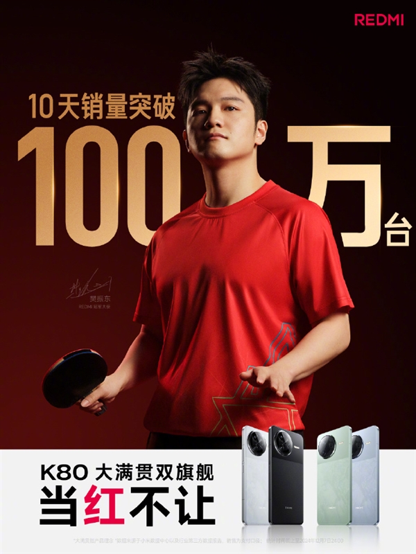 REDMI K80系列10天销量突破100万台！刷新K系列最快破百万纪录 第1张