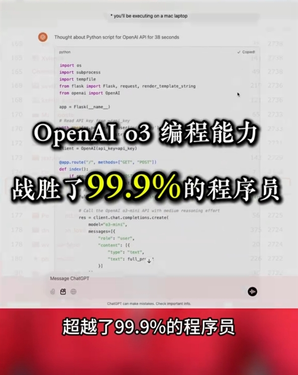 OpenAI o3突然发布！傅盛：击败99.9%的程序员 程序员不存在了 第4张