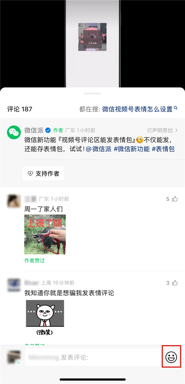 微信新功能+1！视频号评论区可以斗图了：动图、静图都能发