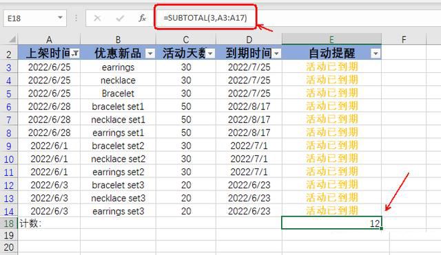 Excel筛选如何自动显示计数? excel表格筛选显示项目计数的技巧 第7张