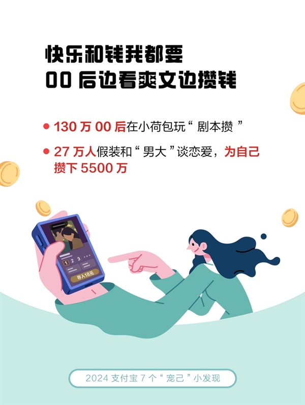 支付宝发布2024年度关键词“宠己”：大批00后在余额宝平均每月攒钱20次 第2张